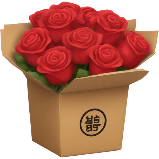 bouquet of roses in an asian takeout box emoji