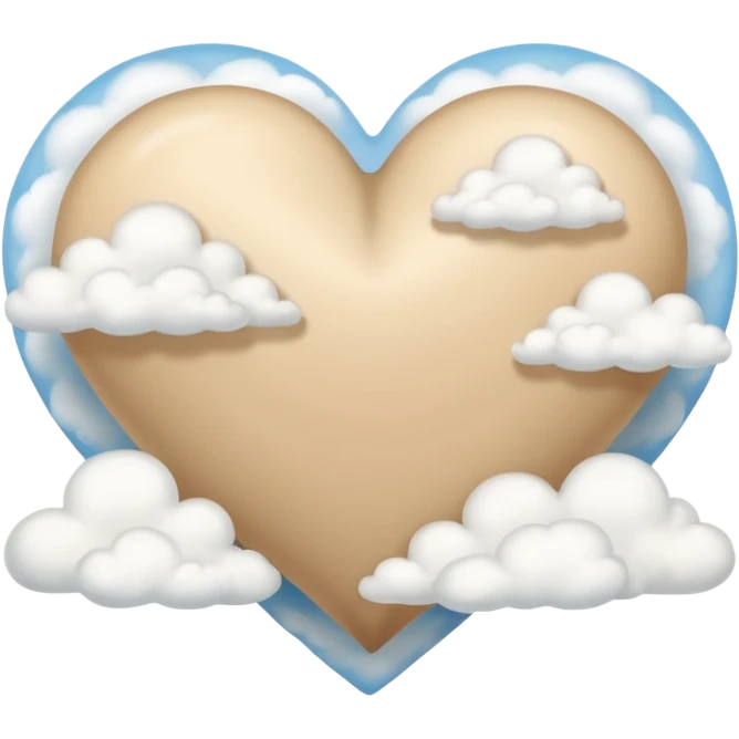 Soft beige heart with clouds INFRONT of it emoji
