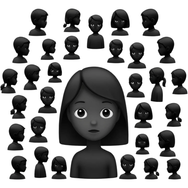child silhouette surrounded by several larger silhouettes emoji