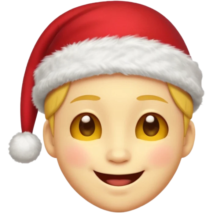 Smiley face smiles with closed eyes in a red Christmas hat emoji