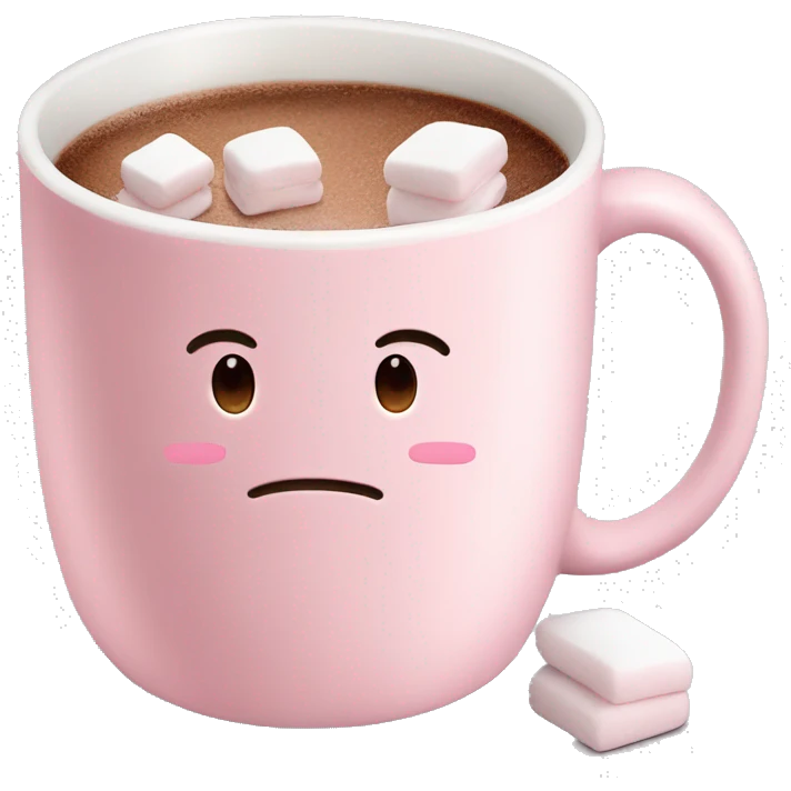 Light Pink mug of hot chocolate with marshmallows  emoji
