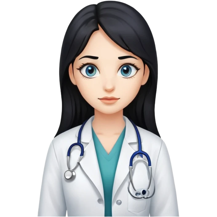 Girl doctor wearing eyes lenses with long black hair  emoji