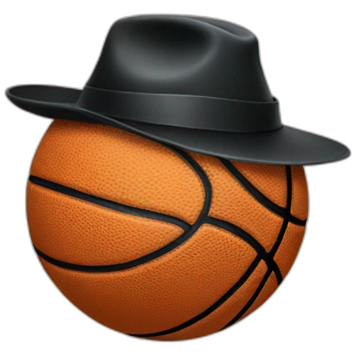 A basketball with a black hat emoji