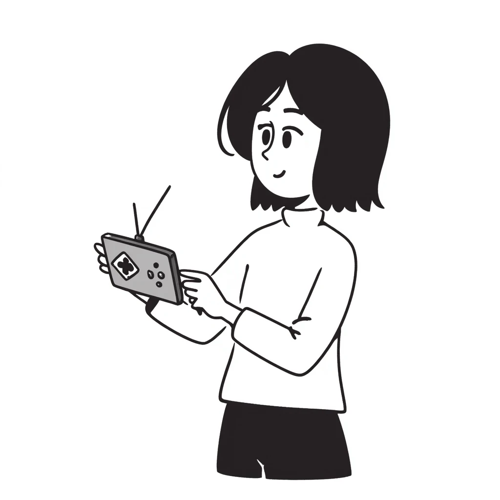 Asuna from Sword Art Online holding a video game, hand drawn doodle style emoji