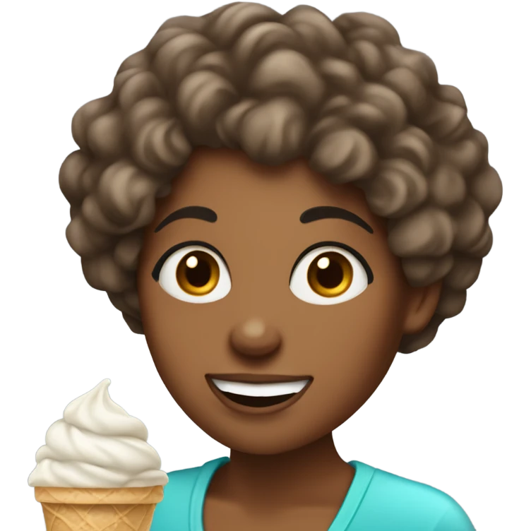 pretty brownskin woman with curly 3c hair eating ice cream  emoji