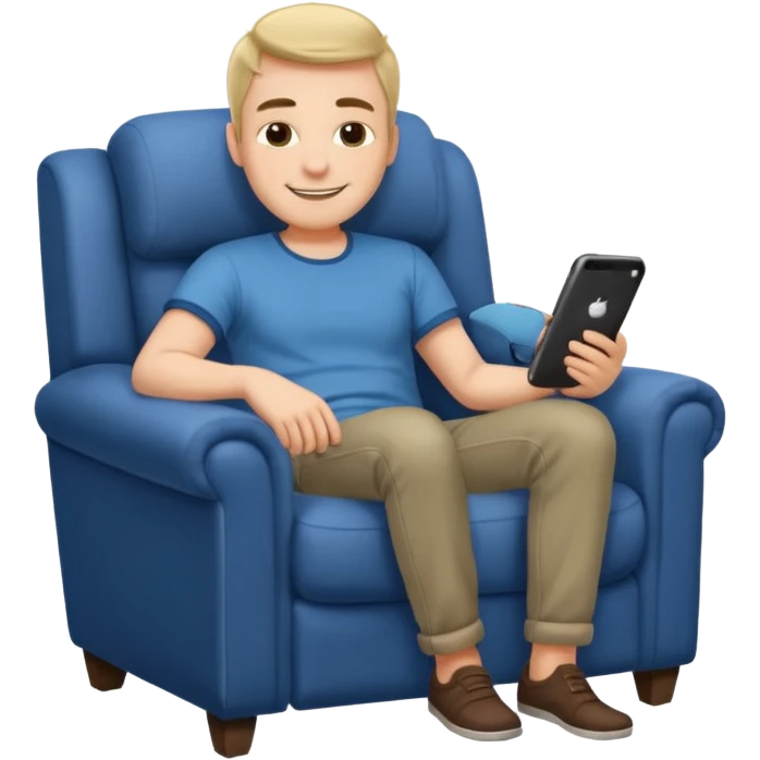 man relaxing in a comfy armchair emoji