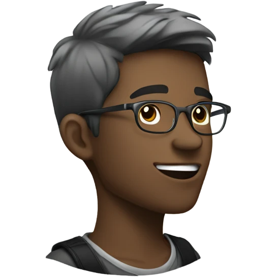 side Side profile boy with silver and black hair speaking wearing glasses. white skin emoji