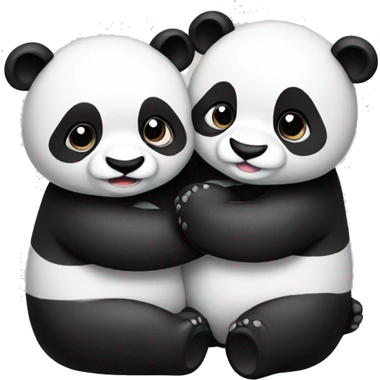 Two pandas hugging emoji
