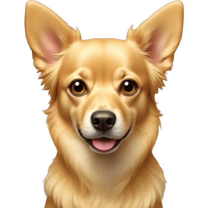 golden dog, something between chihuahua and golden retriever with red nose and piked ears emoji