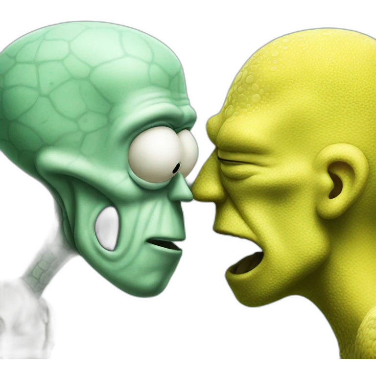 squidward and SpongeBob kiss emoji