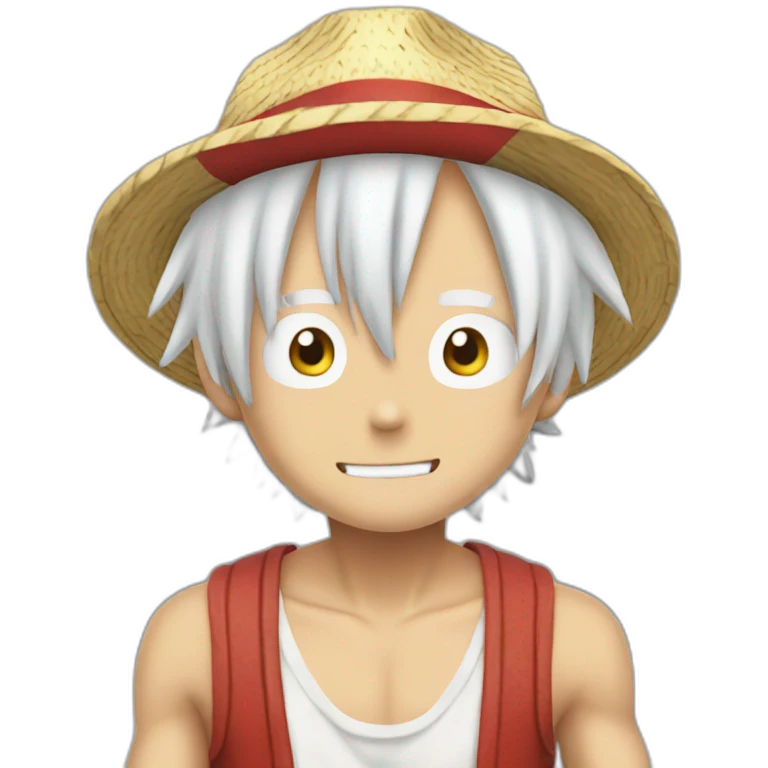 monkey d luffy with white hair and eyebrow, full body emoji