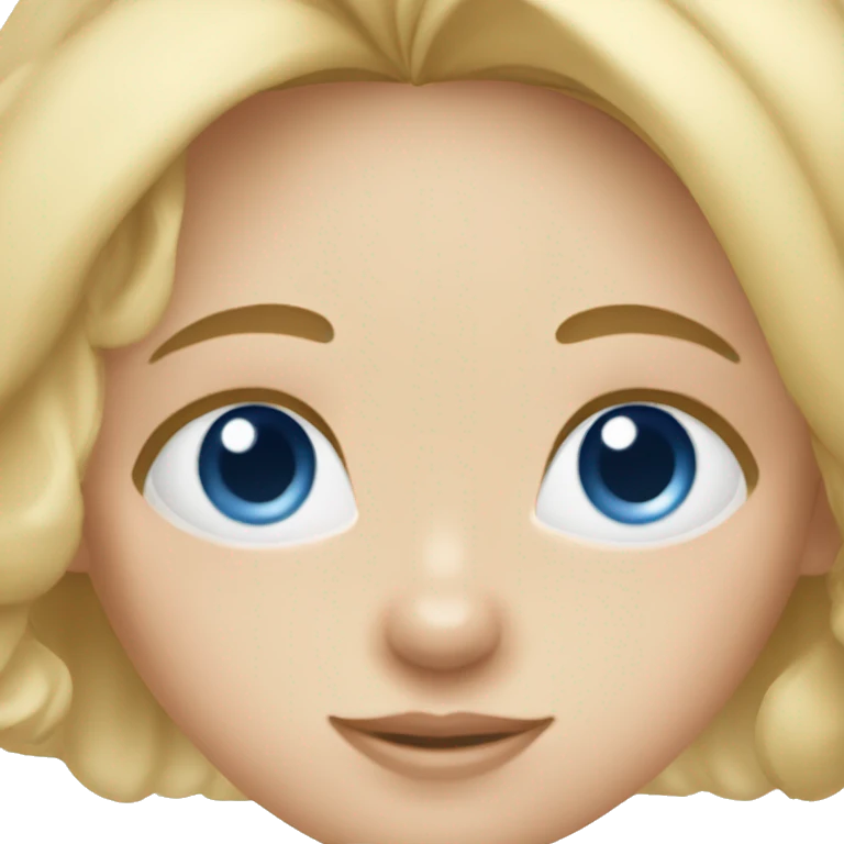 Blonde girl blue eyes holding spitz  emoji