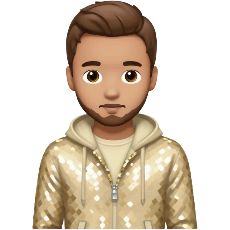 Liam Payne from One Direction with light skin, brown hair, cream sequin outfit emoji