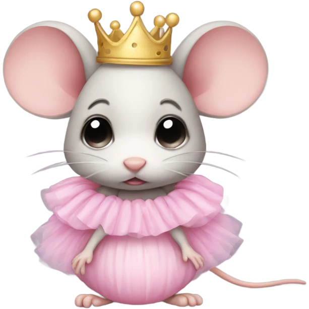 sad baby mouse with pink tutu and crown emoji