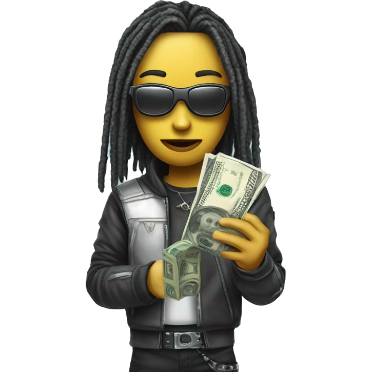 cyber punk holding a dollar emoji