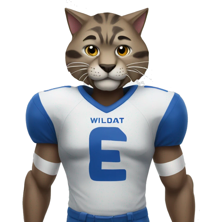 wildcat wearing blue football jersey emoji