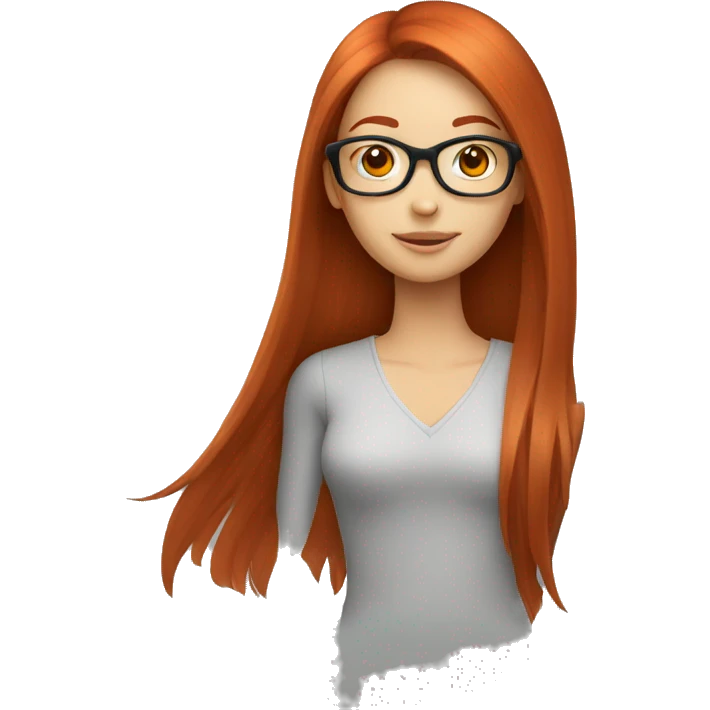 redhead girl with long straight hair and glasses emoji