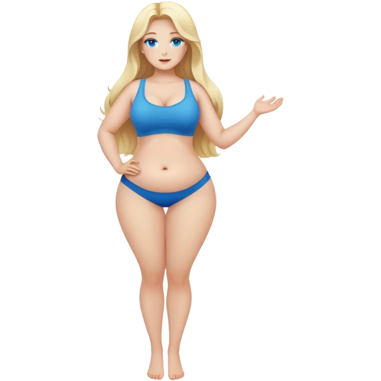 Curvy, blonde long hair, blue eyes sfw intimate pose,fullbody emoji