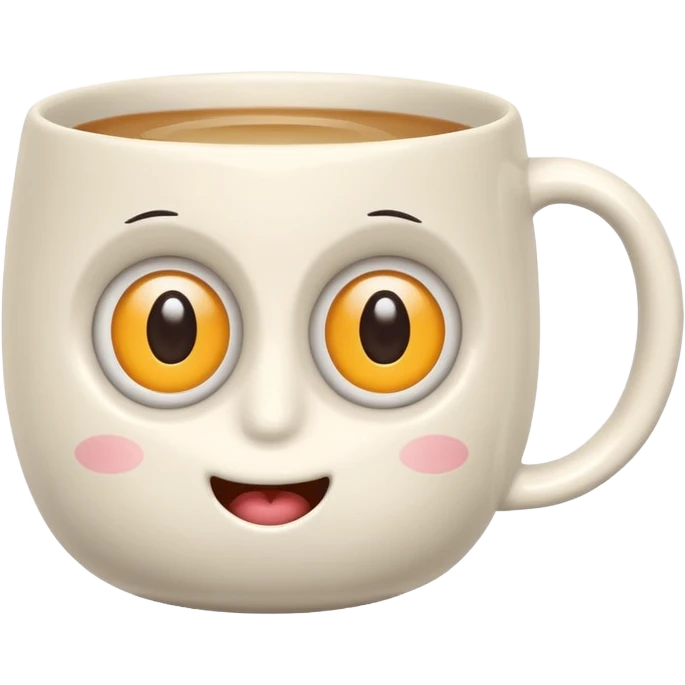 a ceramics cup with eyes and mouth emoji