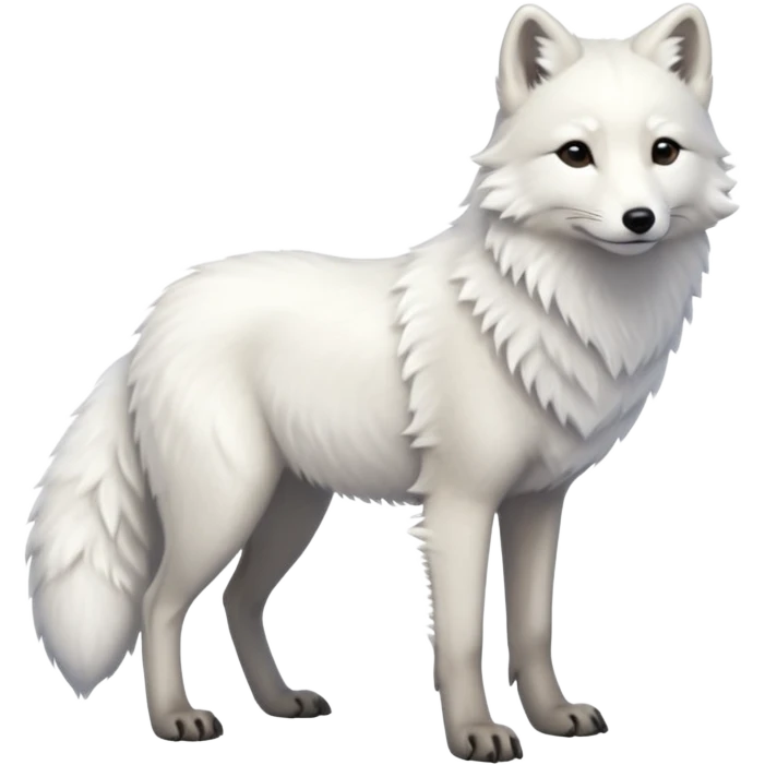 Hyper-realistic furry soft smooth elegant Arctic-wolf-arctic-fox, full body emoji