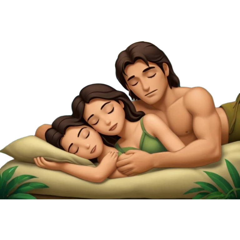 Tarzan and Jane sleeping together emoji