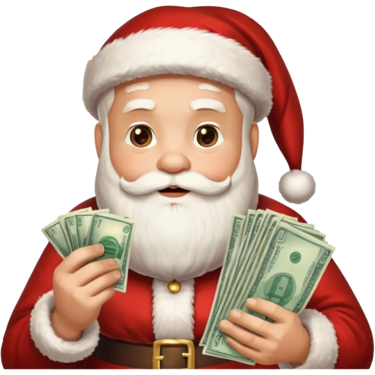 santa with money and instgarm logo emoji