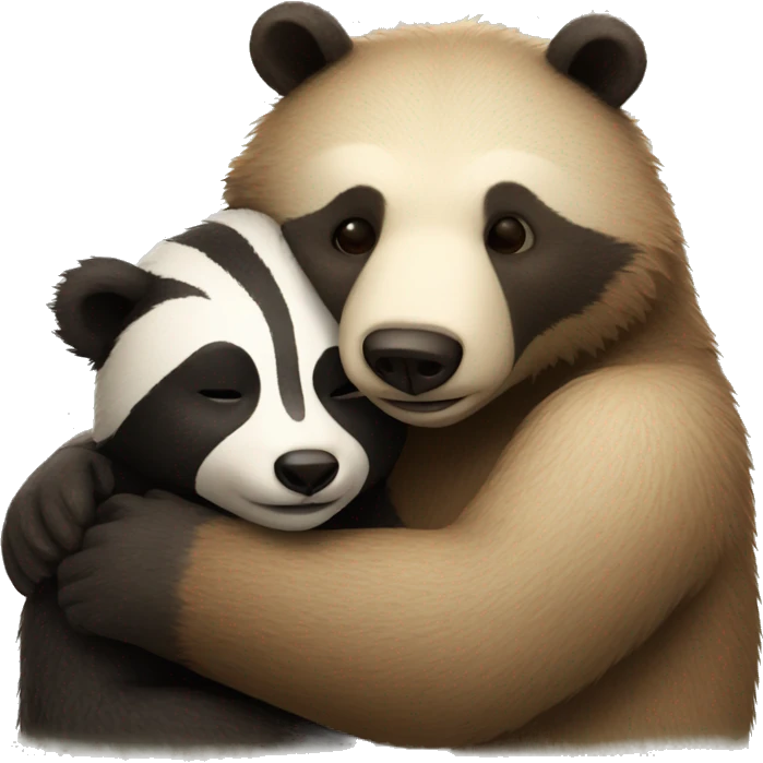 Bear and badger snuggling emoji