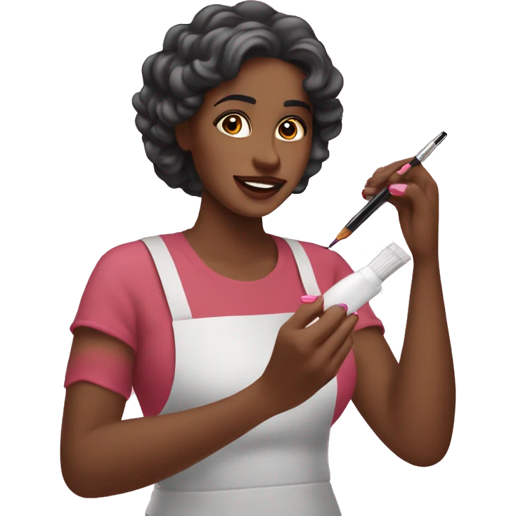 Mujer pintando uñas emoji