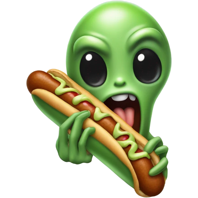 Alien eating a hotdog  emoji
