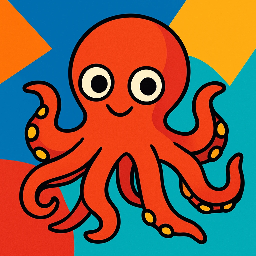 octopus, vibrant cartoon style emoji
