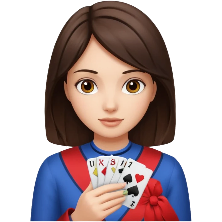 Brunette girl playing uno emoji