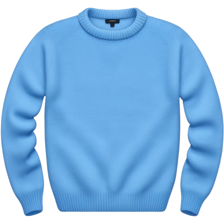 sky-blue knitted wool sweater, round neck with up. emoji