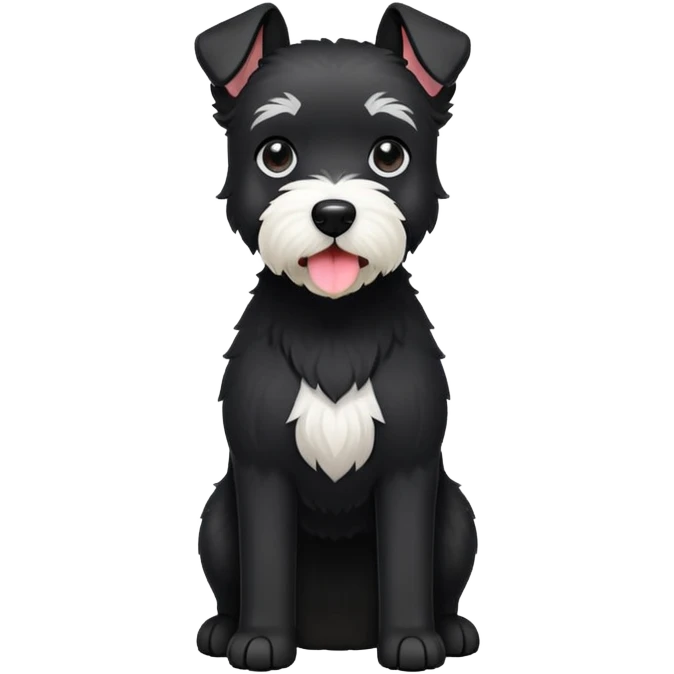 Black terrier with white mouth and ears standing up emoji