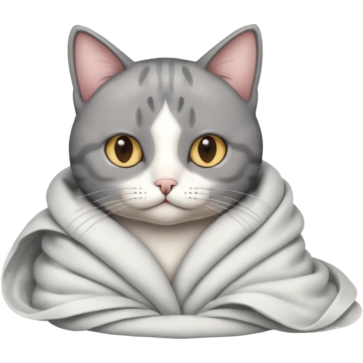 My cat is a tuxedo but instead of black it’s grey , make him in w blanket￼ emoji