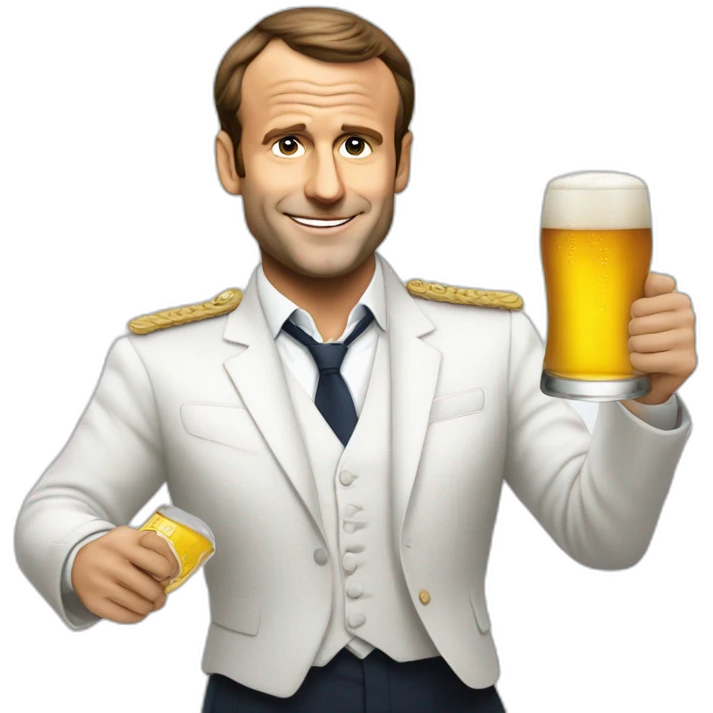 Macron qui boit une bière emoji