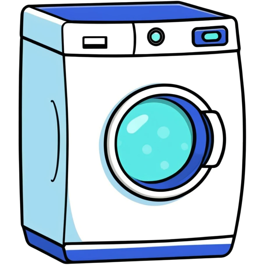 cute washing machine with soapy bubbles emoji