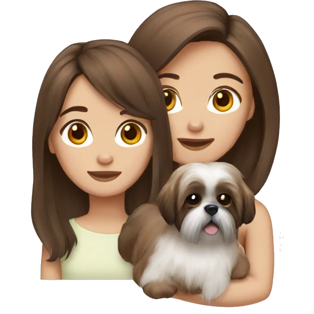 Girl with brown hair and shih tzu emoji
