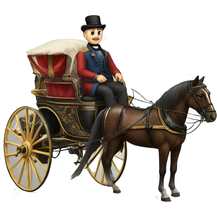 a man sits in a horse-drawn carriage from Russia in the 19th century emoji