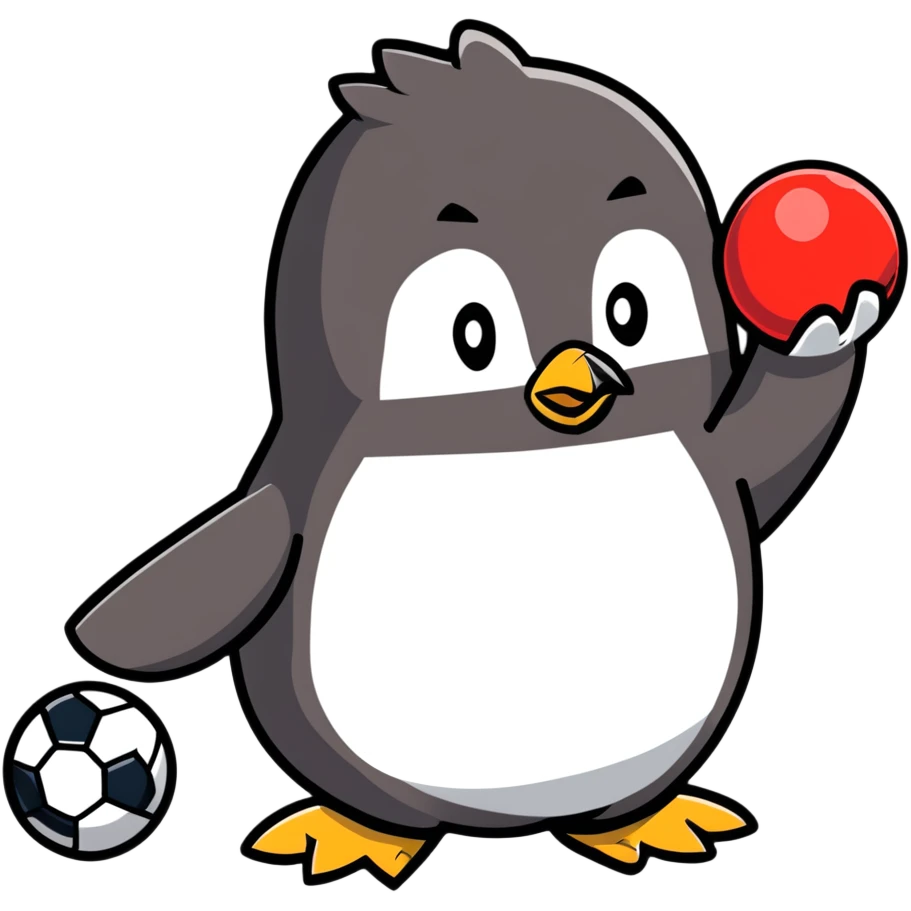 penguin with a ball emoji