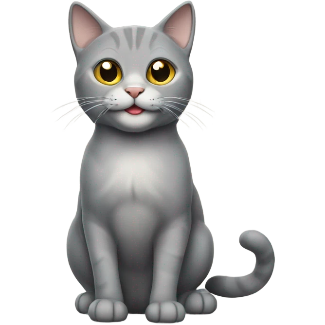 Grey scottish cat full body smiling  emoji
