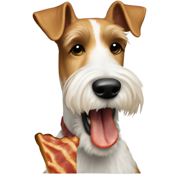 Wire Fox terrier eating bacon emoji