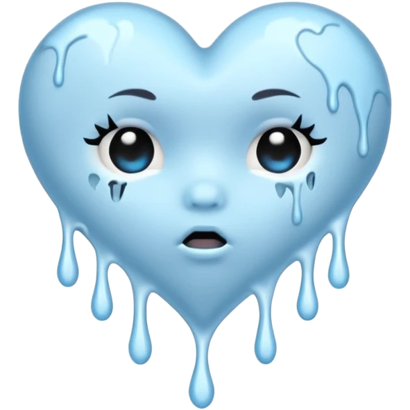 pastel goth heart with baby blue bleeding effect emoji