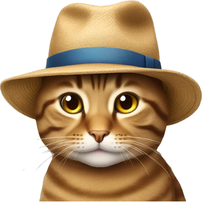 Tabby cat with a hat emoji