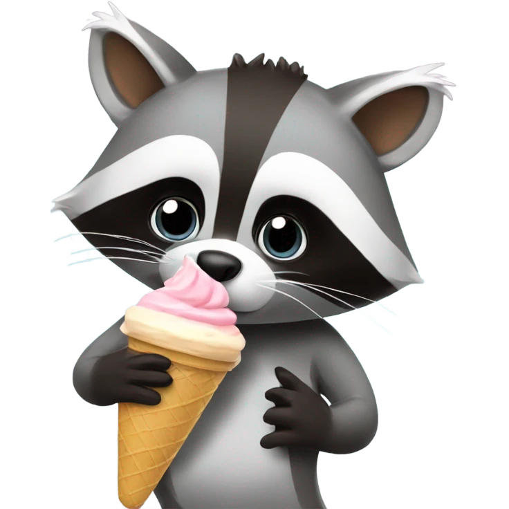 raccoon eating ice cream emoji