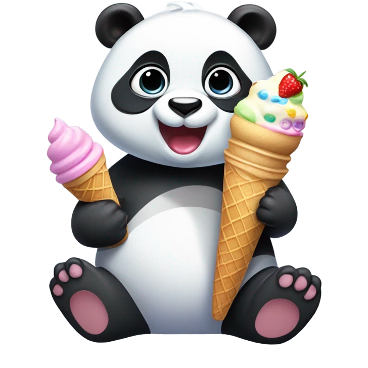Panda eating ice cream emoji