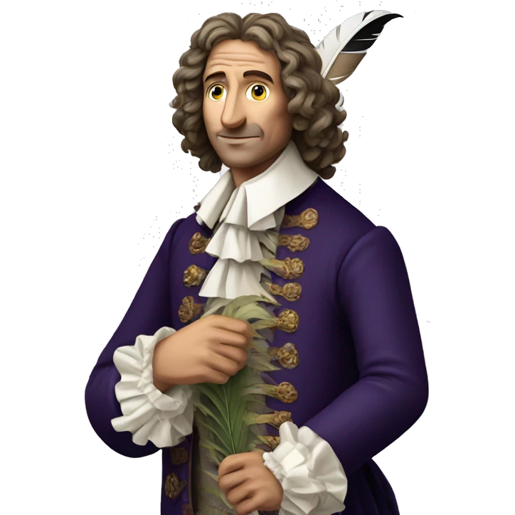 Molière holding a feather in his hand emoji