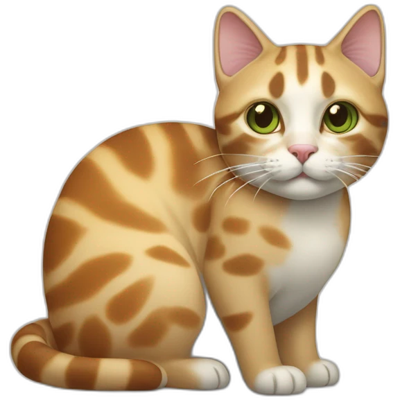 Une chat crème avec un chat écaillai de tortue avec un chat tricolore emoji
