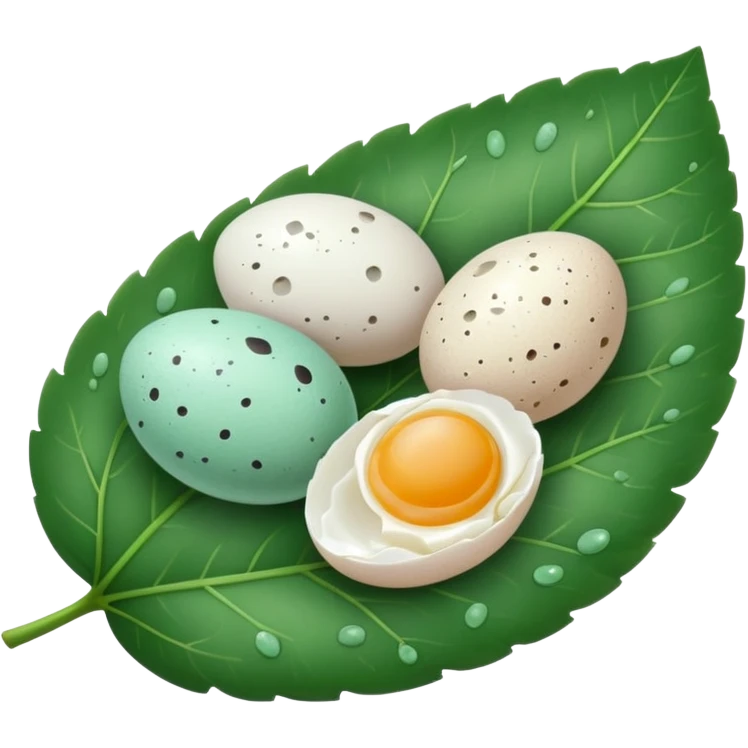 small eggs on leaf emoji