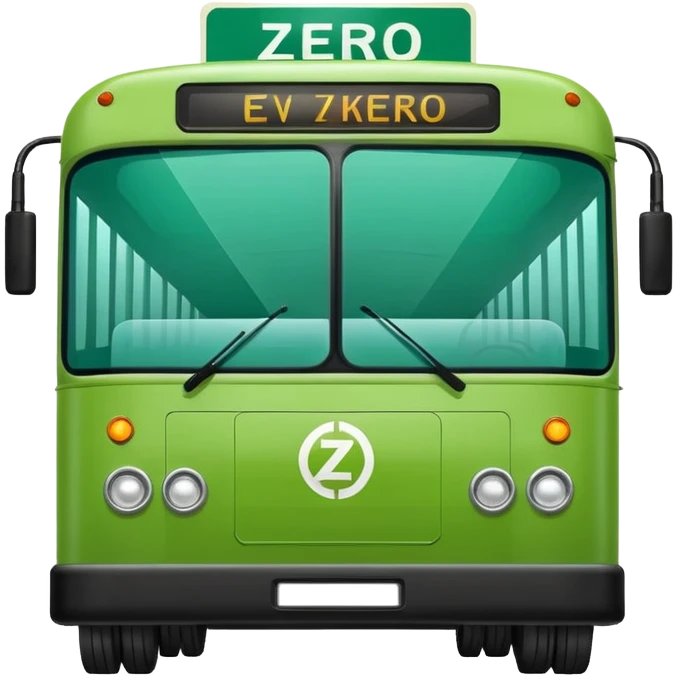 green electric bus with a prominent zero-euro banknote emoji