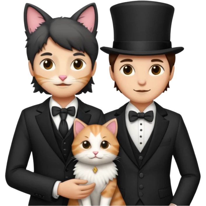 magician couple and their pet cat emoji